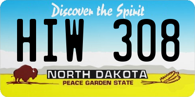 ND license plate HIW308