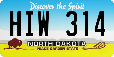 ND license plate HIW314