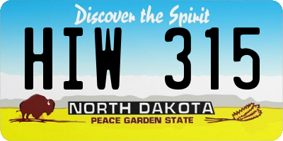 ND license plate HIW315