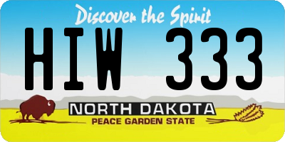 ND license plate HIW333