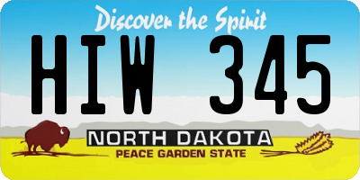 ND license plate HIW345