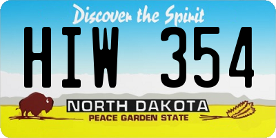 ND license plate HIW354