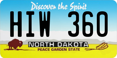 ND license plate HIW360