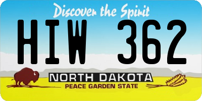 ND license plate HIW362