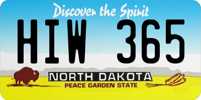 ND license plate HIW365