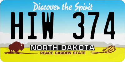 ND license plate HIW374