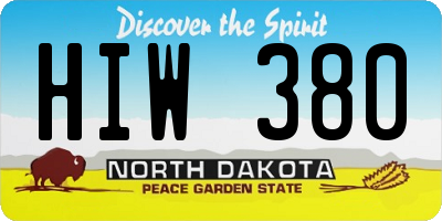 ND license plate HIW380