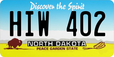 ND license plate HIW402