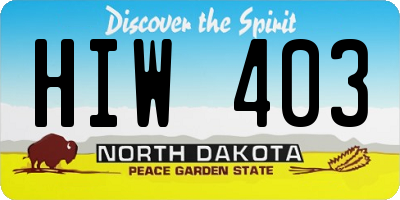 ND license plate HIW403