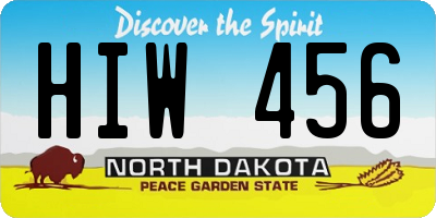 ND license plate HIW456