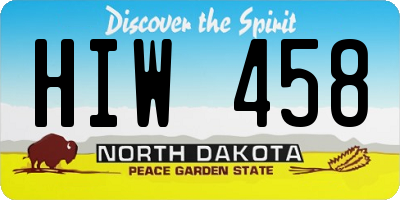 ND license plate HIW458