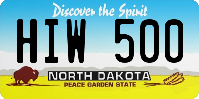 ND license plate HIW500