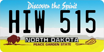 ND license plate HIW515