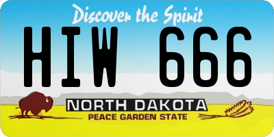 ND license plate HIW666