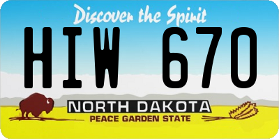 ND license plate HIW670