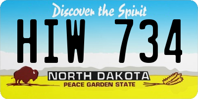 ND license plate HIW734