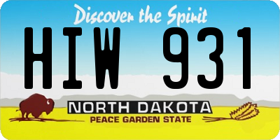 ND license plate HIW931