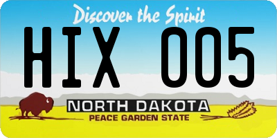 ND license plate HIX005