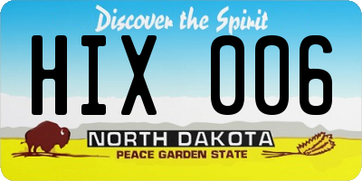 ND license plate HIX006