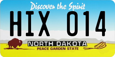 ND license plate HIX014