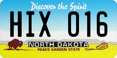 ND license plate HIX016