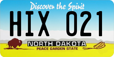 ND license plate HIX021