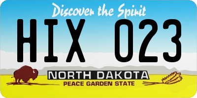 ND license plate HIX023