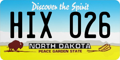ND license plate HIX026