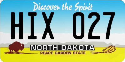 ND license plate HIX027