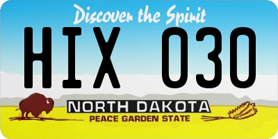 ND license plate HIX030