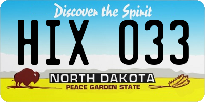 ND license plate HIX033