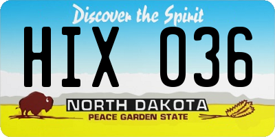 ND license plate HIX036