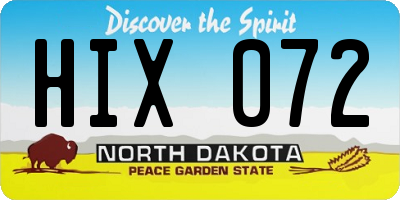 ND license plate HIX072