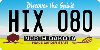 ND license plate HIX080