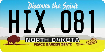 ND license plate HIX081