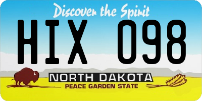 ND license plate HIX098