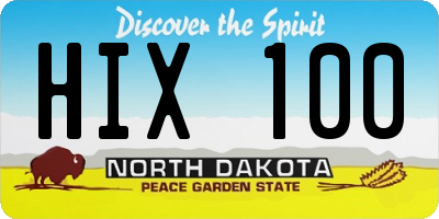 ND license plate HIX100