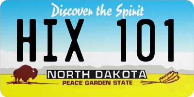 ND license plate HIX101