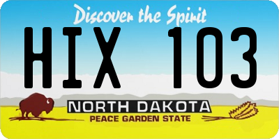 ND license plate HIX103