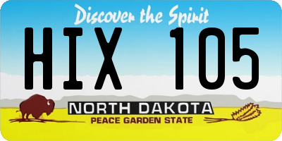 ND license plate HIX105