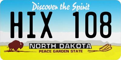 ND license plate HIX108
