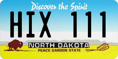 ND license plate HIX111