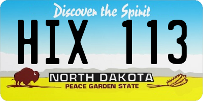 ND license plate HIX113