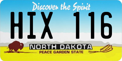 ND license plate HIX116