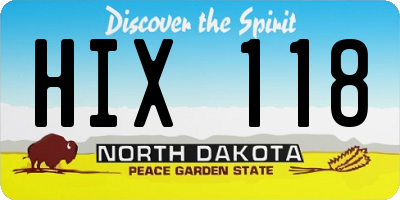 ND license plate HIX118