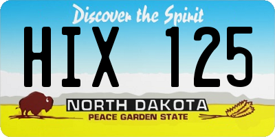 ND license plate HIX125
