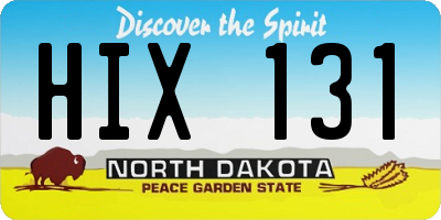 ND license plate HIX131