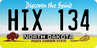 ND license plate HIX134