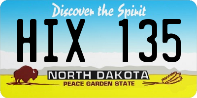 ND license plate HIX135