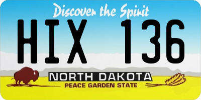 ND license plate HIX136